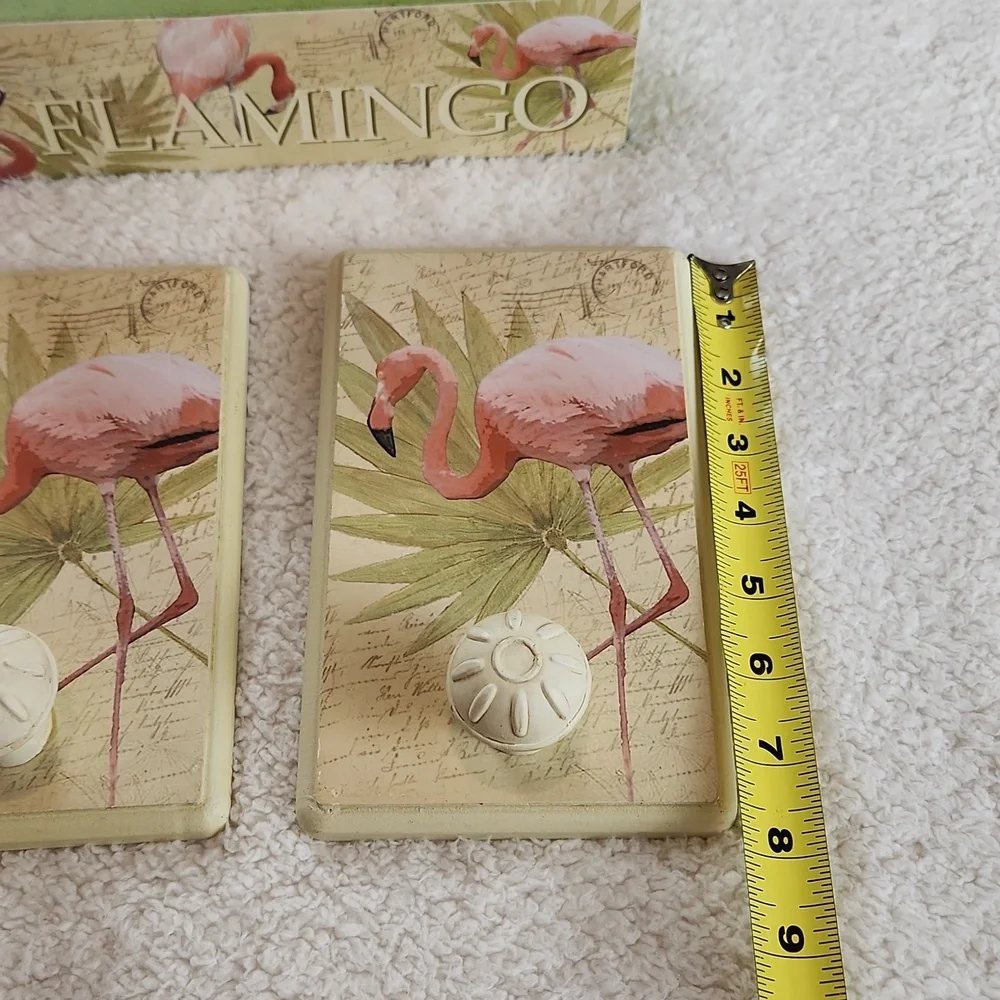 FLAMINGO tea light holder and wall  hangers. Pink green and cream.  So pretty!